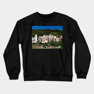 View on the cliff town of Manarola, one of the colorful Cinque Terre on the Italian west coast Crewneck Sweatshirt